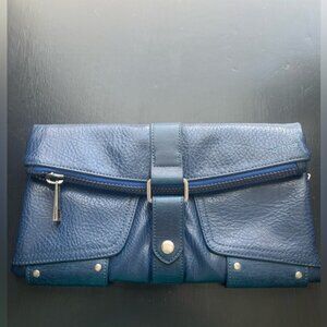 Matt ampNat beautiful blue vegan clutch fold over with buckles